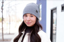 Load image into Gallery viewer, Love Your Melon Light Gray Mini Patch Summer Cuffed Beanie
